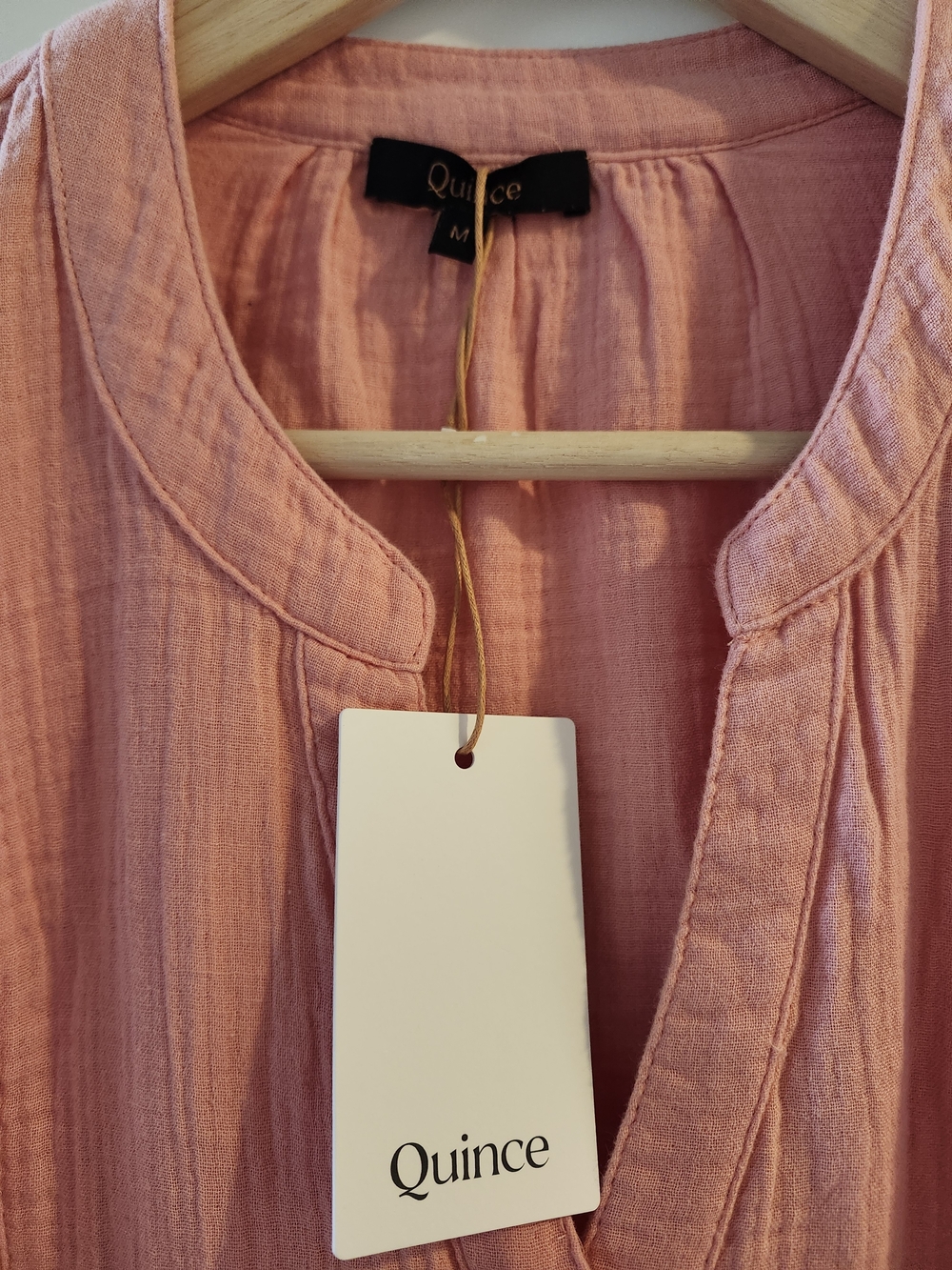 NWT Quince Organic Cotton Gauze Tiered Mini Dress Coral Blush M - Picture 4 of 6